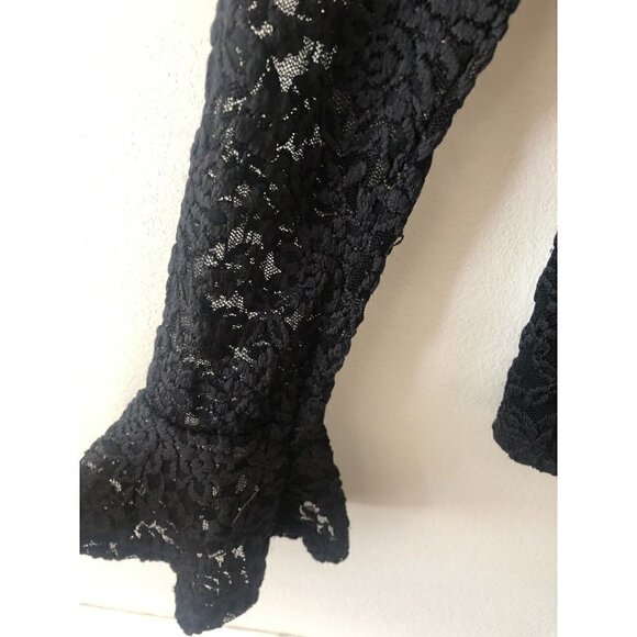American Eagle Outfitters Size S Black Lace Top Long Bell Sleeves Stretchy - Picture 4 of 5